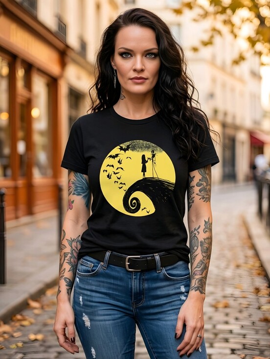 Disney Tops - Disney ✦ Nightmare Before Christmas Tee ✦ Yellow Moon Graphic Black Fandom XS